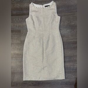 Preston & York Womens Cream gold Strapless Dress Size 8